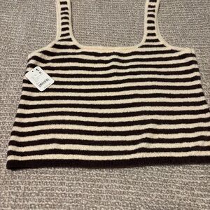 FP Movement by Free People Striped Square-Neck Crop Tank - Brown & Cream